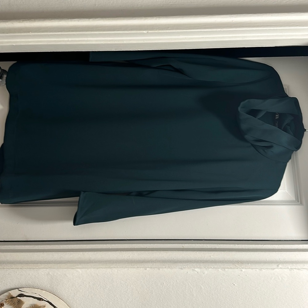 Zahra size small cowl neck forest green shift dress worn once like new